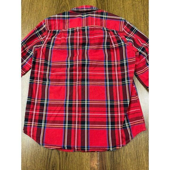 Crewcuts J Crew Everyday Boys Button-Up Shirt Red Black Blue Flannel Kids Sz 4/5 - Picture 6 of 8